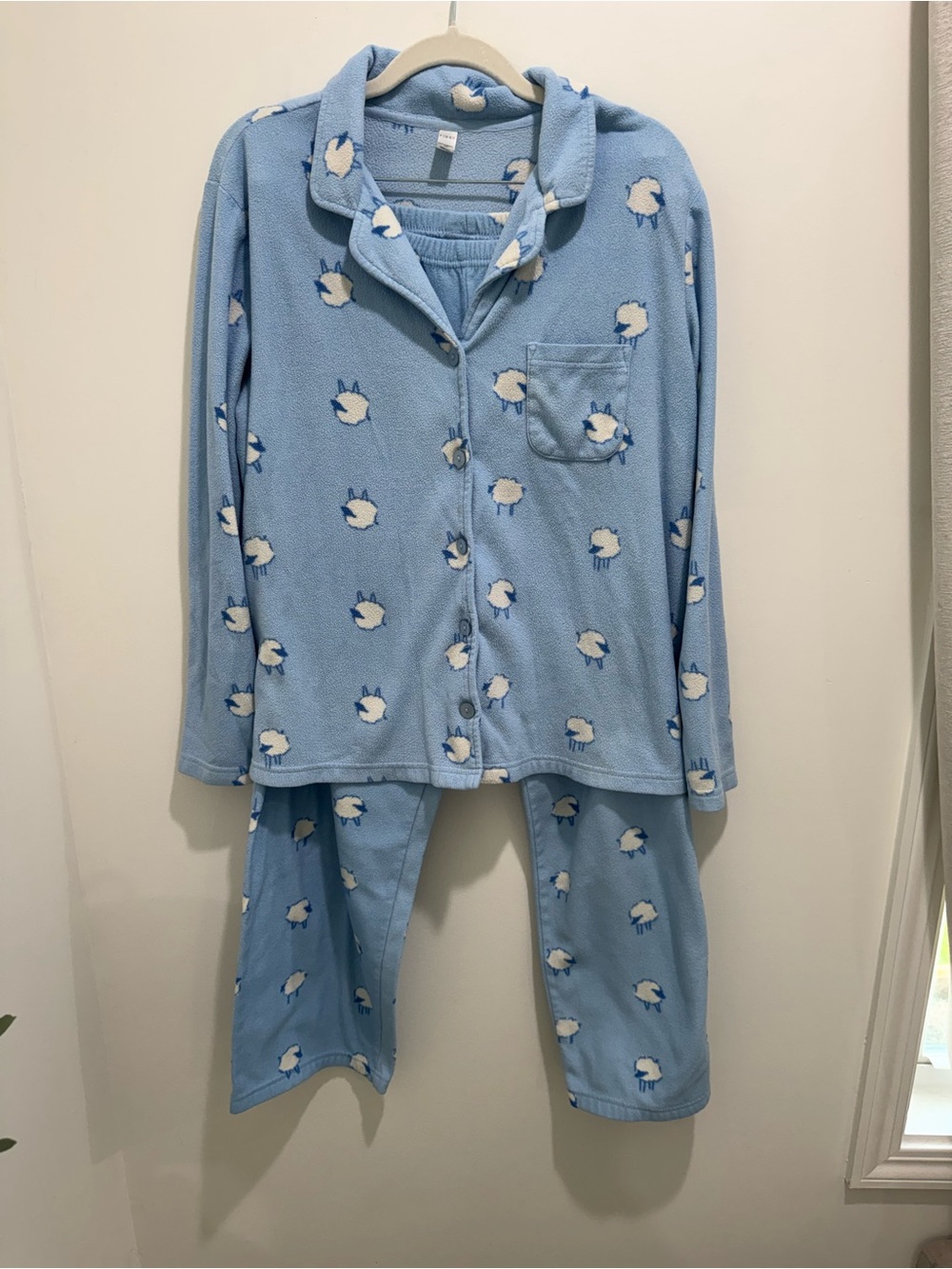 Y2K PINK Victoria’s Secret Blue Sheep Fleece Pajama Set Size Large‎